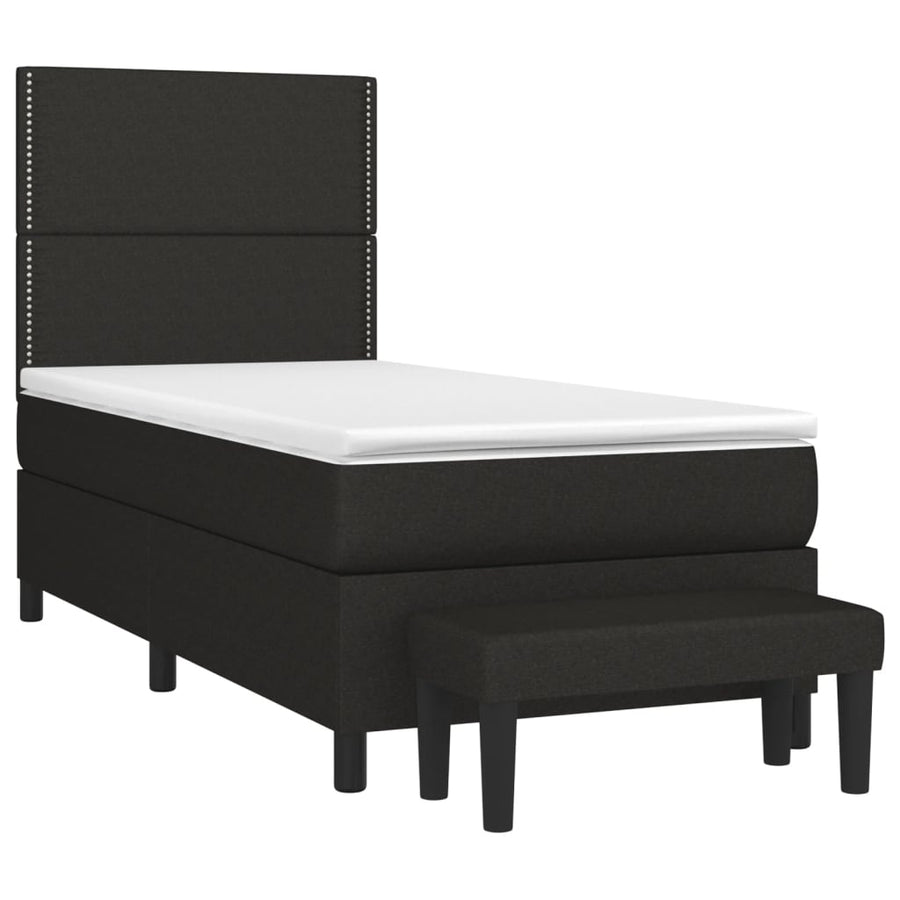 Boxspring Met Matras Stof Zwart 100 x 200 cm Effen met spijkers
