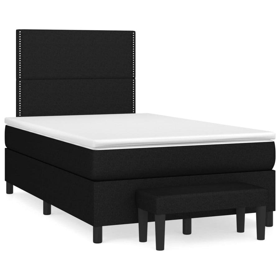 Boxspring Met Matras Stof Zwart 120 x 200 cm Effen met spijkers