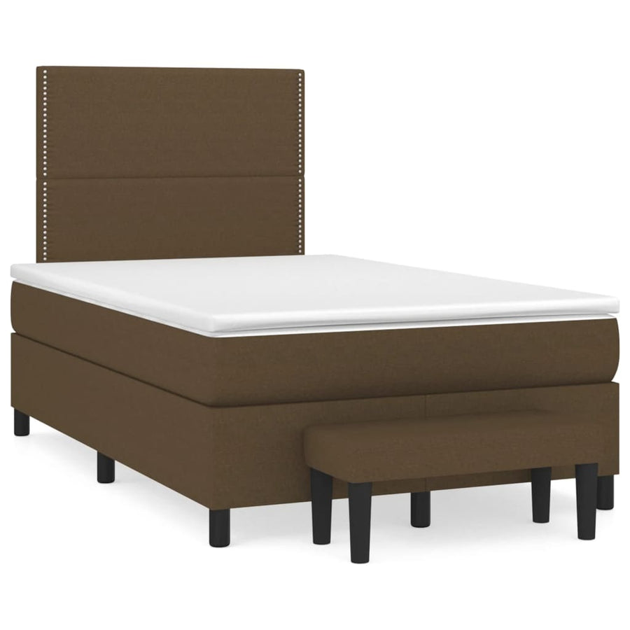 Boxspring met matras stof donkerbruin 120x200 cm 120 x 200 cm Donkerbruin