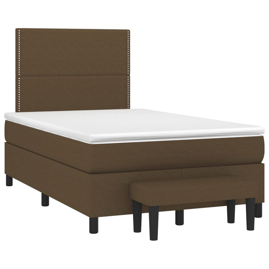 Boxspring met matras stof donkerbruin 120x200 cm 120 x 200 cm Donkerbruin