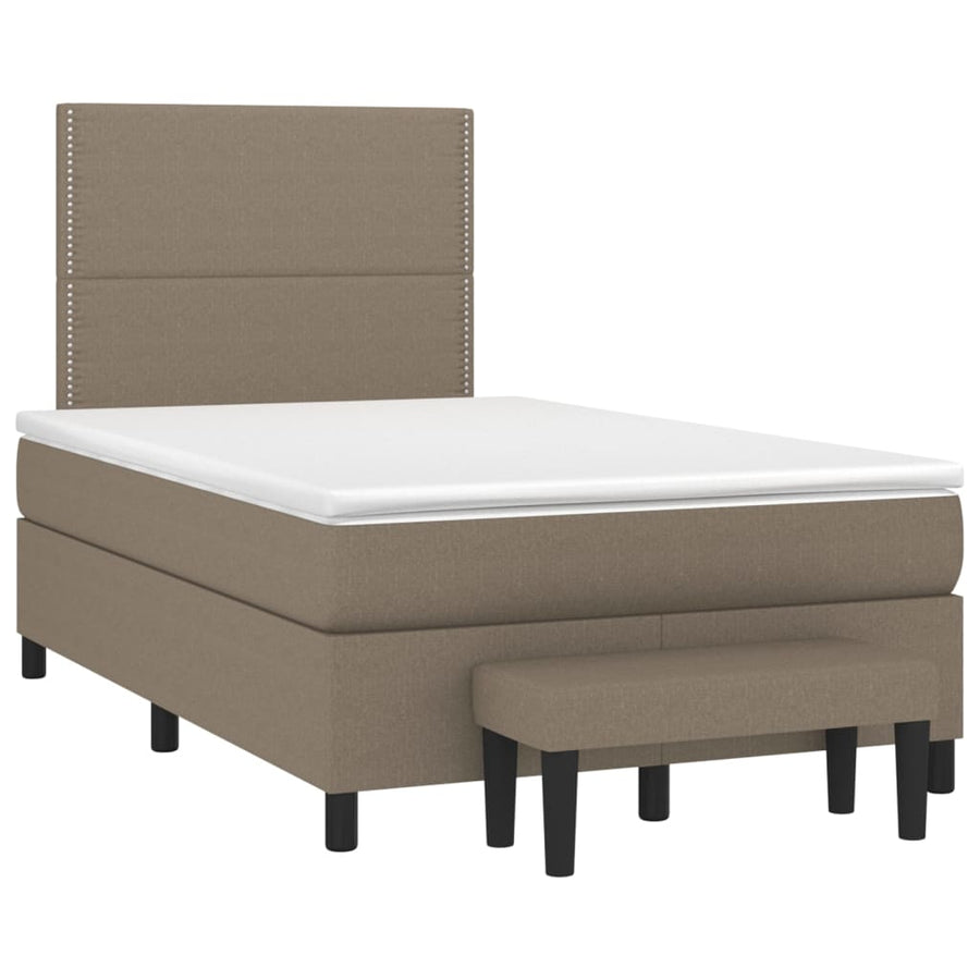 Boxspring Met Matras Stof Taupe 120 x 200 cm Effen met spijkers