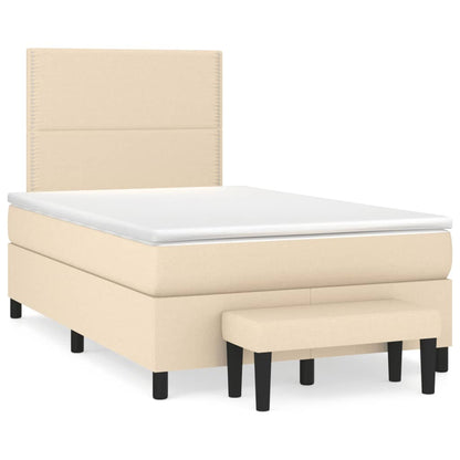 Boxspring Met Matras Stof Kleurig Crème 120 x 200 cm Effen met spijkers
