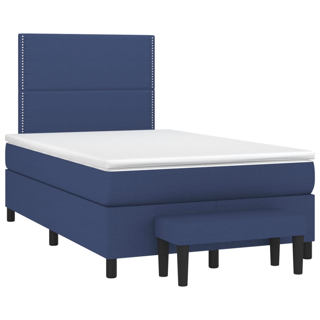 Boxspring Met Matras Stof Blauw 120 x 200 cm Effen met spijkers