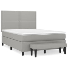 Boxspring Met Matras Stof Lichtgrijs 140 x 190 cm Effen met spijkers