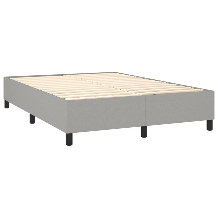 Boxspring Met Matras Stof Lichtgrijs 140 x 190 cm Effen met spijkers