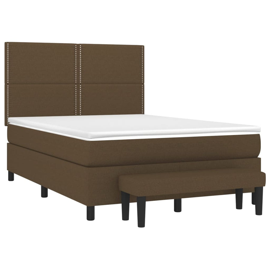 Boxspring met matras stof donkerbruin 140x190 cm 140 x 190 cm Donkerbruin