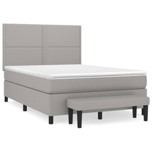 Boxspring Met Matras Stof Lichtgrijs 140 x 200 cm Effen met spijkers