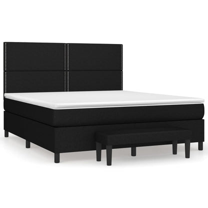 Boxspring Met Matras Stof Zwart 160 x 200 cm Effen met spijkers