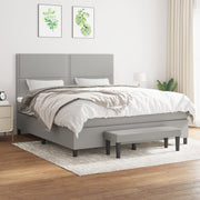 Boxspring 180x200 cm lichtgrijs met matras en bankje