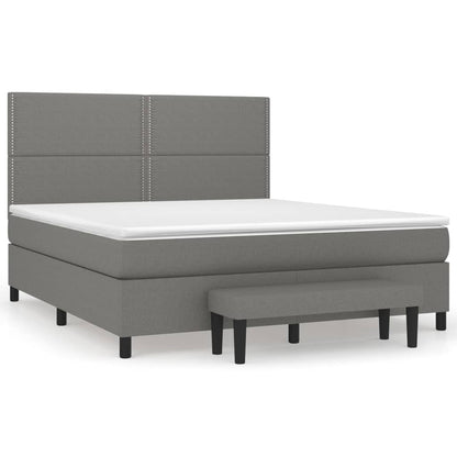 Boxspring Met Matras Stof Donkergrijs 180 x 200 cm Effen met spijkers