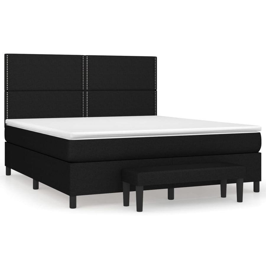 Boxspring Met Matras Stof Zwart 180 x 200 cm Effen met spijkers