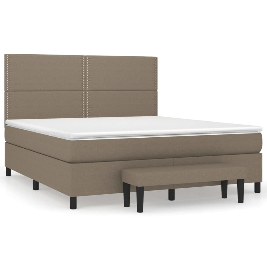 Boxspring Met Matras Stof Taupe 180 x 200 cm Effen met spijkers