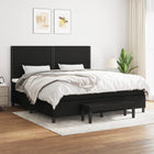 Box spring bed with mattress fabric black 200x200 cm
