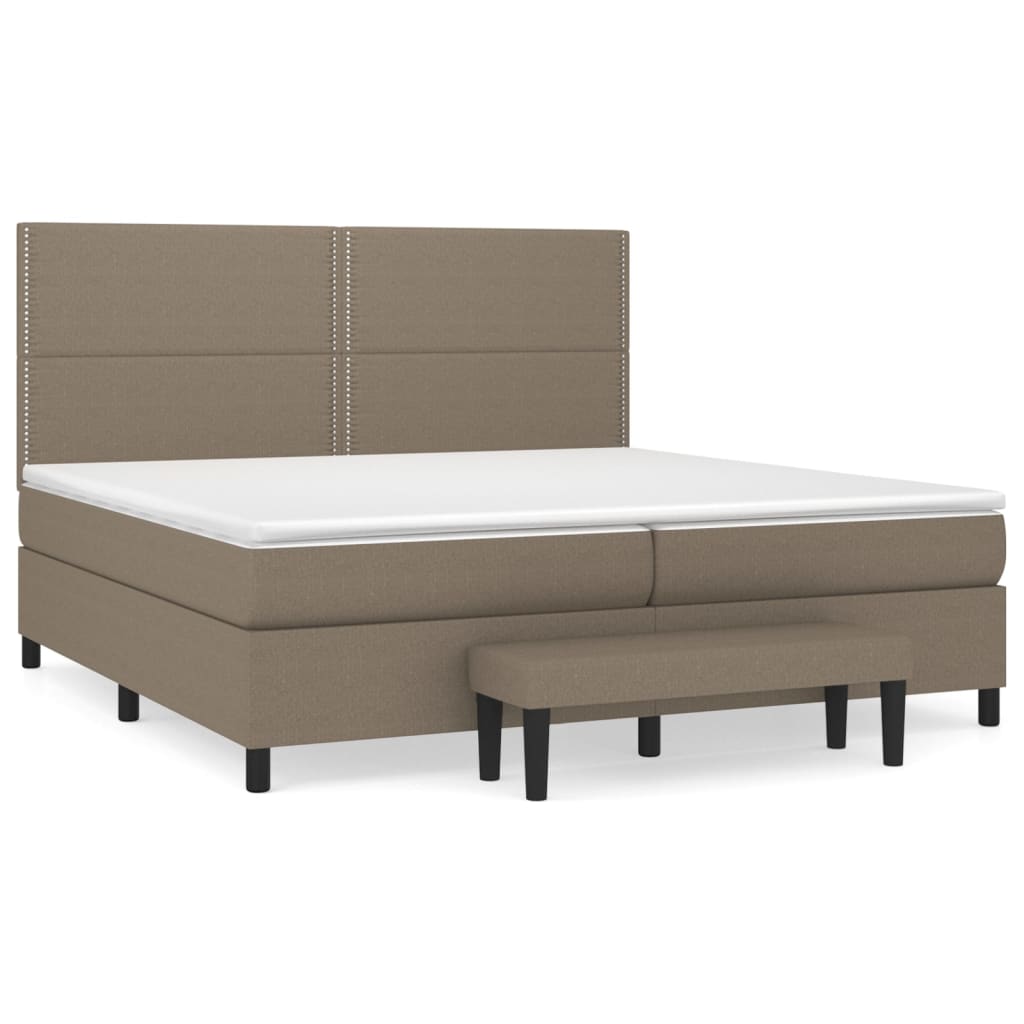 Boxspring Met Matras Stof Taupe 200 x 200 cm Effen met spijkers