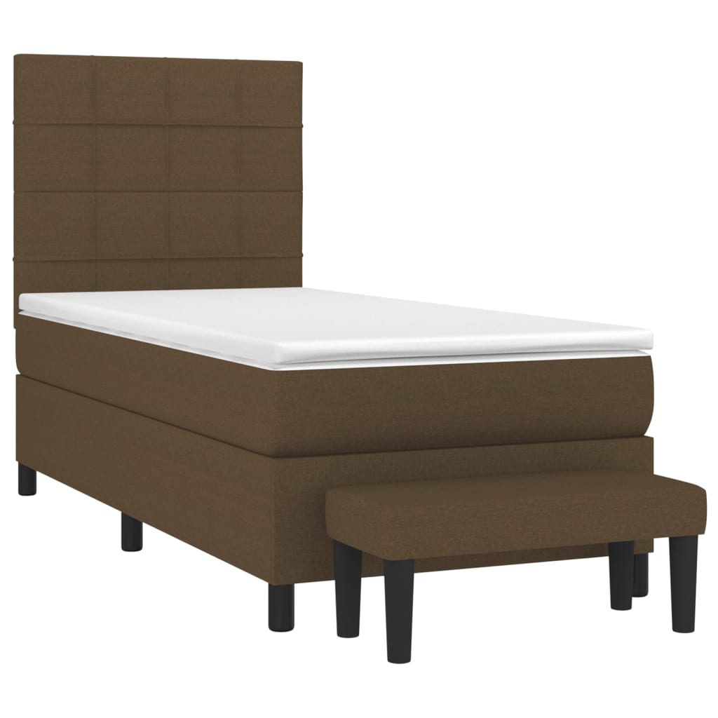 Boxspring met matras stof donkerbruin 80x200 cm