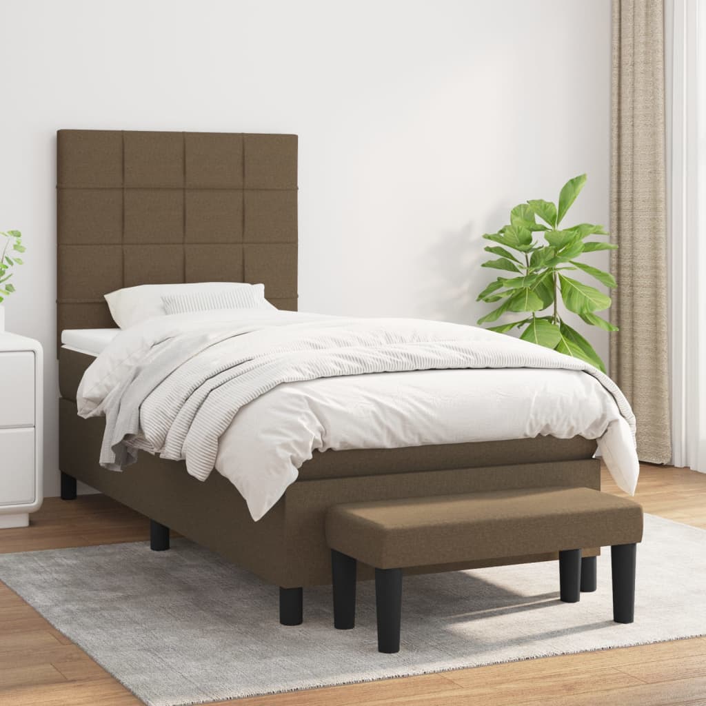 Boxspring met matras stof donkerbruin 80x200 cm