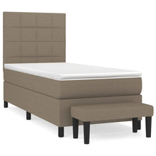 Boxspring Met Matras Stof Taupe 80 x 200 cm Blok met vierkanten