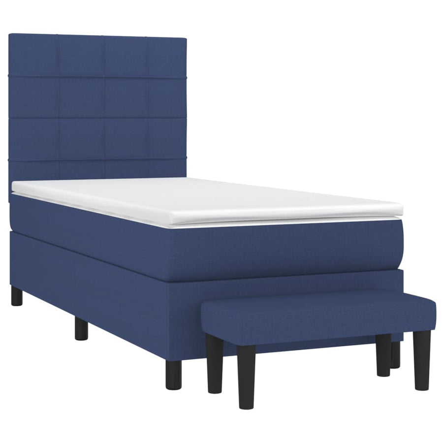 Boxspring met matras stof blauw 80x200 cm 80 x 200 cm Blok met vierkanten