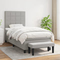 Boxspring met matras stof lichtgrijs 90x200 cm