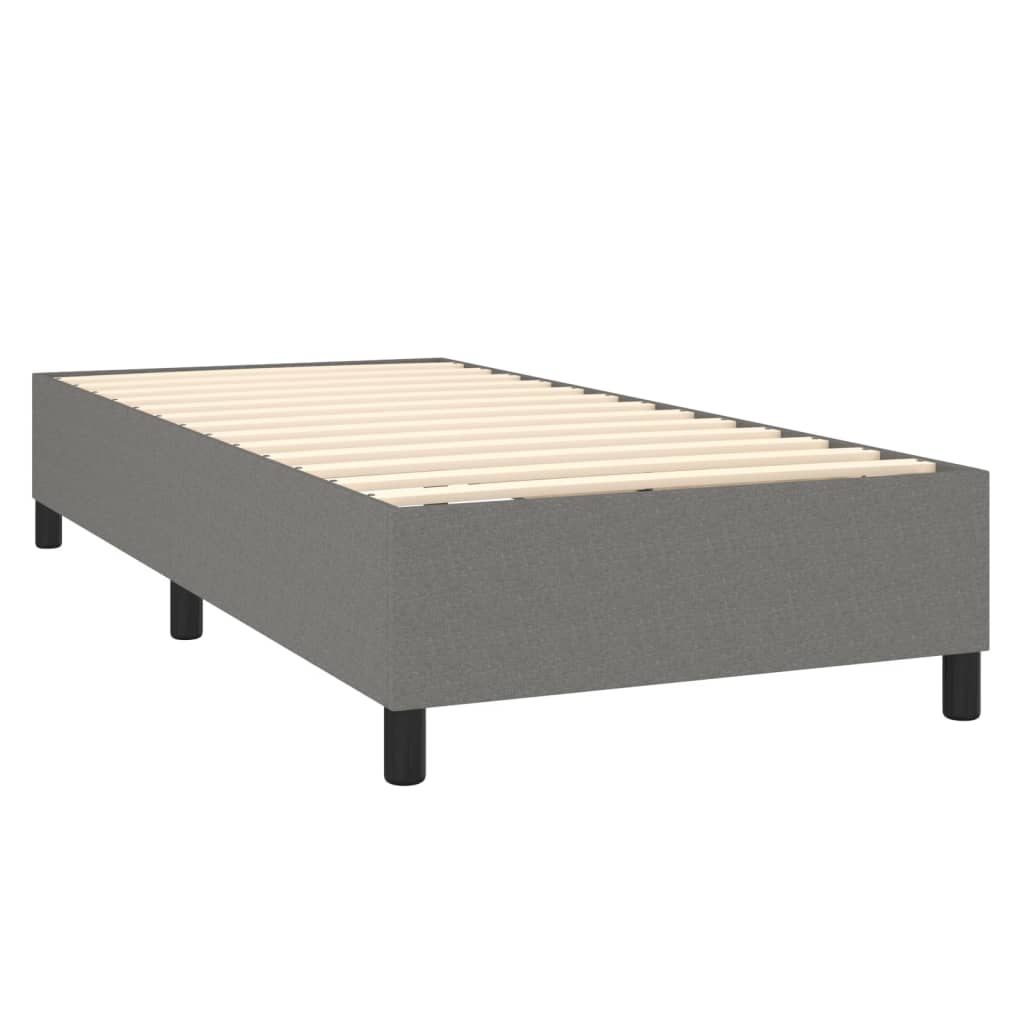 Boxspring Met Matras Stof Donkergrijs 90 x 200 cm Blok met vierkanten
