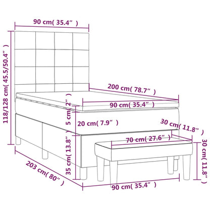 Boxspring Met Matras Stof Kleurig Crème 90 x 200 cm Blok met vierkanten