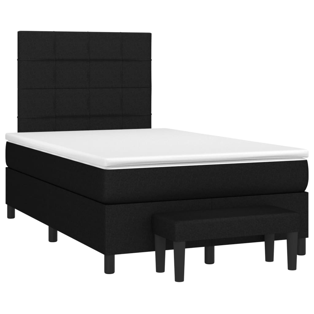 Boxspring Met Matras Stof Zwart 120 x 200 cm Blok met vierkanten