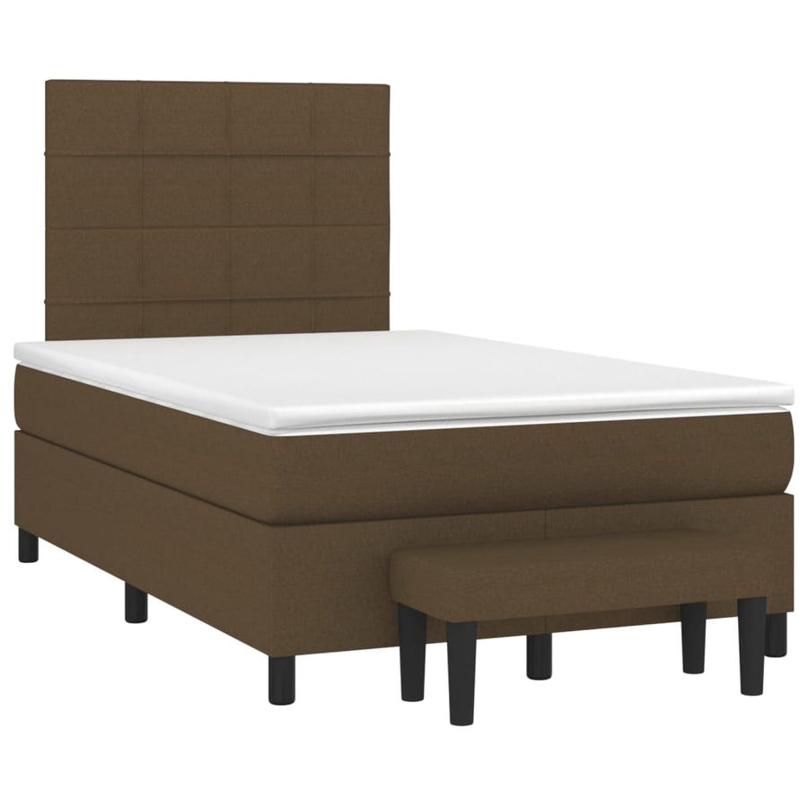 Boxspring met matras stof donkerbruin 120x200 cm 120 x 200 cm Donkerbruin