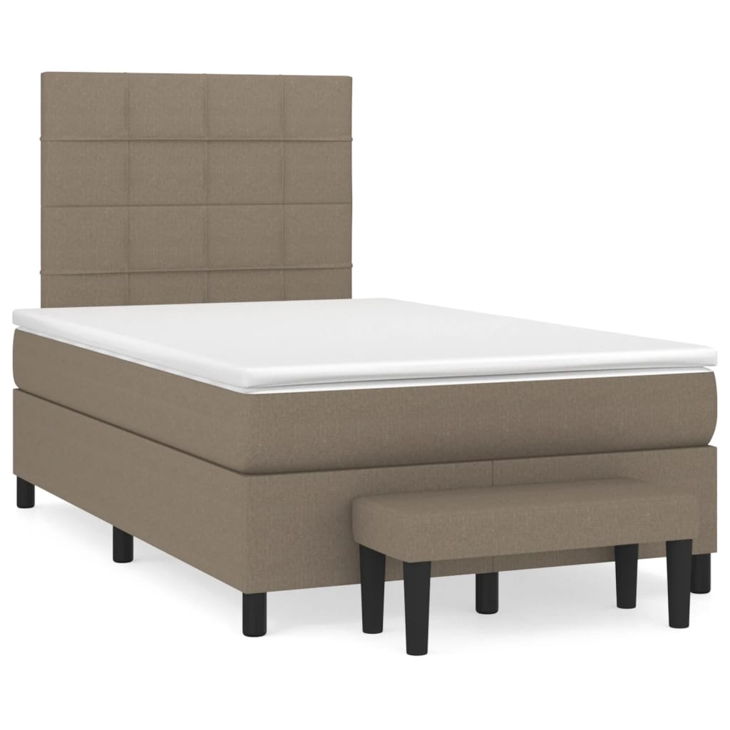 Boxspring Met Matras Stof Taupe 120 x 200 cm Blok met vierkanten