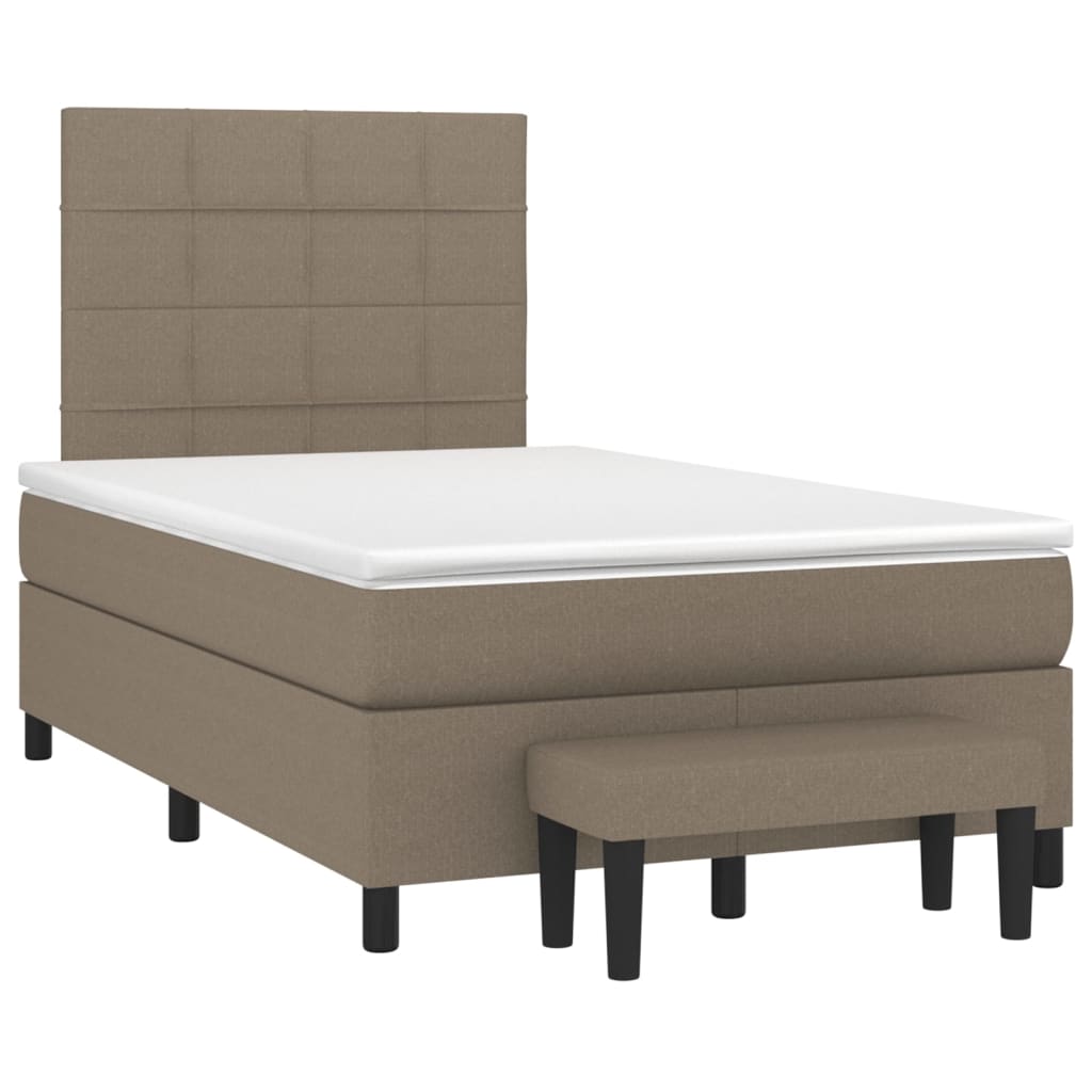 Boxspring Met Matras Stof Taupe 120 x 200 cm Blok met vierkanten