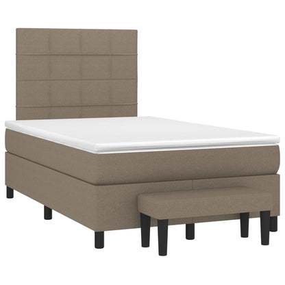 Boxspring Met Matras Stof Taupe 120 x 200 cm Blok met vierkanten