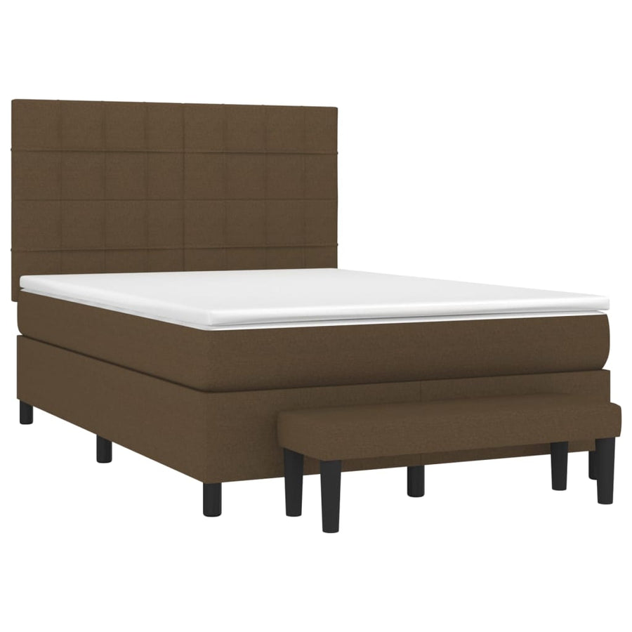 Boxspring met matras stof donkerbruin 140x200 cm 140 x 200 cm Donkerbruin