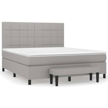 Boxspring Met Matras Stof Lichtgrijs 160 x 200 cm Blok met vierkanten