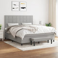 Boxspring met matras stof lichtgrijs 160x200 cm