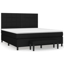 Boxspring Met Matras Stof Zwart 160 x 200 cm Blok met vierkanten