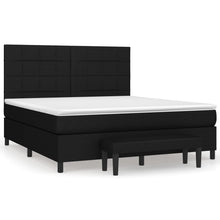 Boxspring Met Matras Stof Zwart 180 x 200 cm Blok met vierkanten