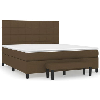 Boxspring Met Matras Stof Donkerbruin 180 x 200 cm Blok met vierkanten