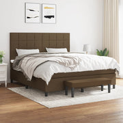 Box spring with mattress dark brown fabric 180x200 cm