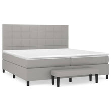 Boxspring Met Matras Stof Lichtgrijs 200 x 200 cm Blok met vierkanten