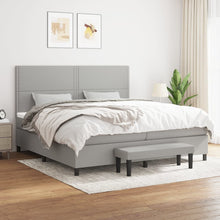 Boxspring Met Matras Stof Lichtgrijs 200 x 200 cm Blok met vierkanten