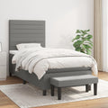 Boxspring met matras stof donkergrijs 80x200 cm