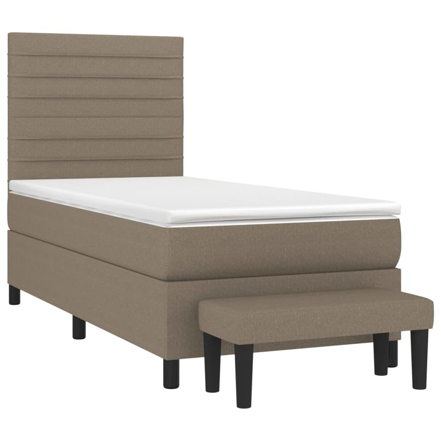 Boxspring Met Matras Stof Taupe 80 x 200 cm Horizontale strepen