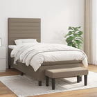 Box spring with fabric mattress taupe 80x200 cm