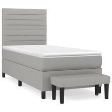 Boxspring Met Matras Stof Lichtgrijs 90 x 190 cm Horizontale strepen
