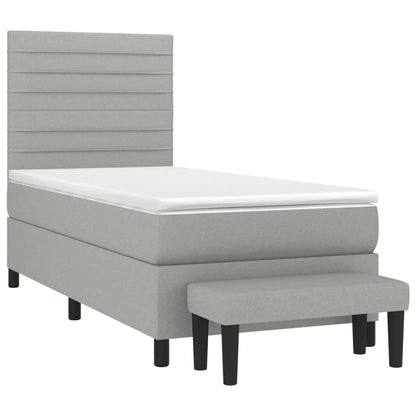 Boxspring Met Matras Stof Lichtgrijs 90 x 190 cm Horizontale strepen