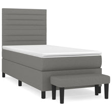 Boxspring Met Matras Stof Donkergrijs 90 x 190 cm Horizontale strepen