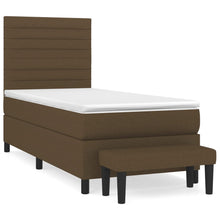 Boxspring met matras stof donkerbruin 90x190 cm 90 x 190 cm Horizontale strepen
