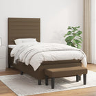 Boxspring met matras stof donkerbruin 90x190 cm 90 x 190 cm Horizontale strepen