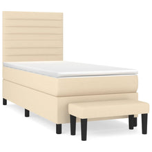 Boxspring Met Matras Stof Kleurig Crème 90 x 190 cm Horizontale strepen