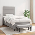 Boxspring met matras stof lichtgrijs 90x200 cm