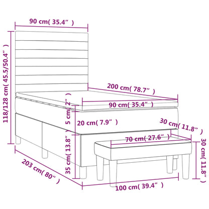 Boxspring Met Matras Stof Zwart 90 x 200 cm Horizontale strepen